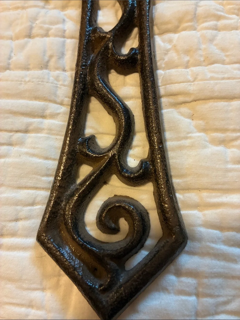 Ornate Cast Iron Fleur-de-Lis Cross Wall Decor - Brown & Black